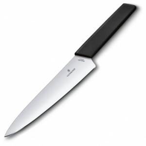 Нож кухонный Victorinox Swiss Modern (6.9013.19B) стальной разделочный лезв.190мм прямая заточка черный блистер