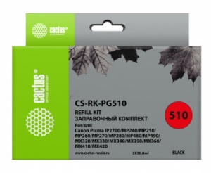 Заправочный набор Cactus CS-RK-PG510 черный 2x30мл для Canon MP240/ MP250/MP260